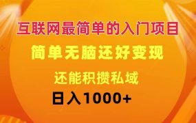 互联网最简单的入门项目：简单无脑变现还能积攒私域一天轻松1000+-青简副业网
