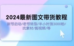2024最新图文带货教程:新号启动/老号转型/半小时涨3000粉/找素材/剪辑-青简副业网