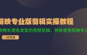 剪映专业版剪辑实操教程：流畅处理各类型的视频剪辑，熟练使用剪映专业版-青简副业网