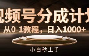 视频号分成计划,从0-1教程,日入1000+-青简副业网
