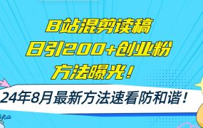 B站混剪读稿日引200+创业粉方法4.0曝光,24年8月最新方法Ai一键操作 速...-青简副业网