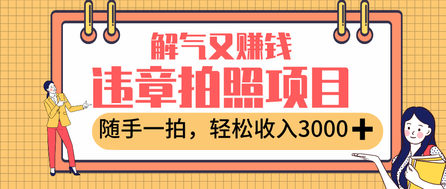 最新违章拍照赚钱，解气又赚钱的项目，随手一拍，轻松收入3000+-青简副业网