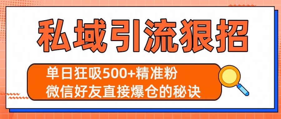 私域引流狠招：单日狂吸500+精准粉，微信好友直接爆仓的秘诀-青简副业网