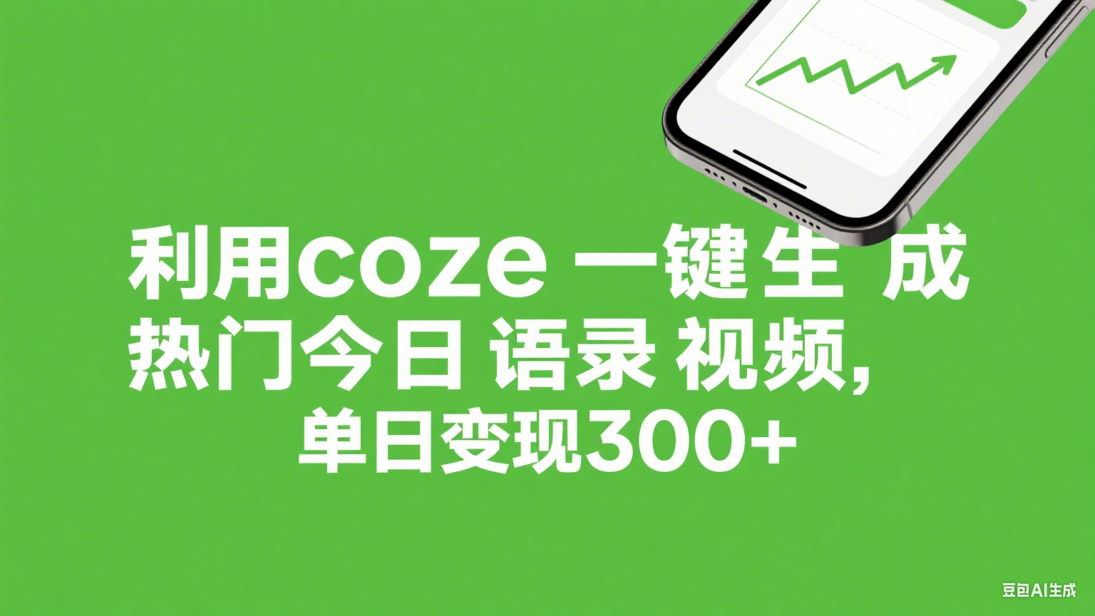 利用coze一键生成热门今日语录视频，单日变现300+-青简副业网