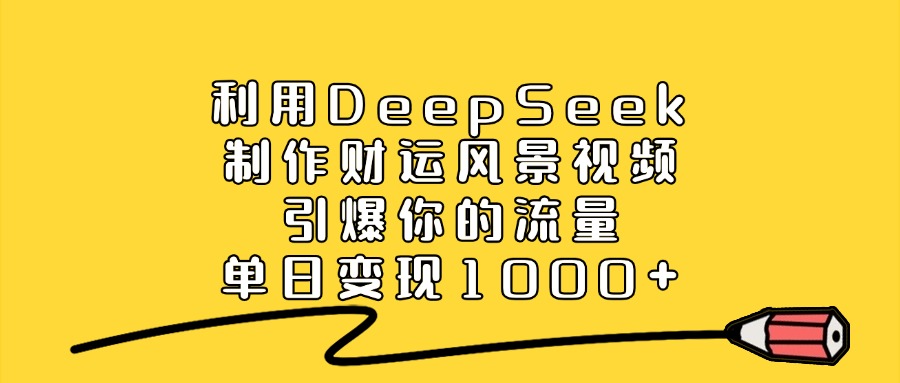 利用DeepSeek制作，财运风景视频，引爆你的流量，单日变现1000+-青简副业网