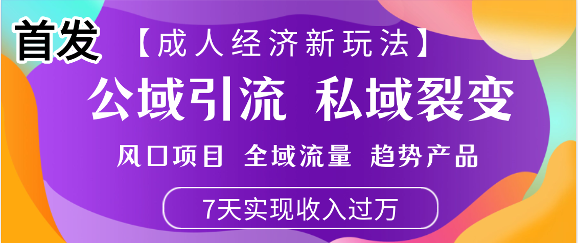 首发：【成人经济新玩法】市面独家玩法，风口项目、全域流量、趋势产品，7天实现月入过万-青简副业网