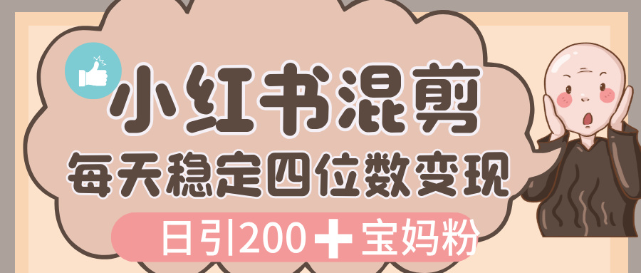 价值 3980 的小红书混剪， 虚拟变现，日引 200+宝妈创业粉，每天稳定四位数变现-青简副业网