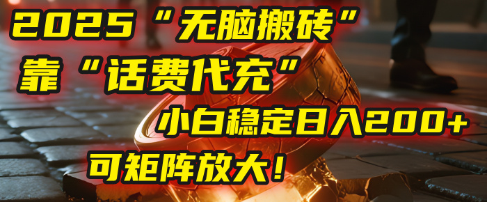 无脑搬砖项目：靠“话费代充”，小白稳定日入200+，可矩阵放大！-青简副业网