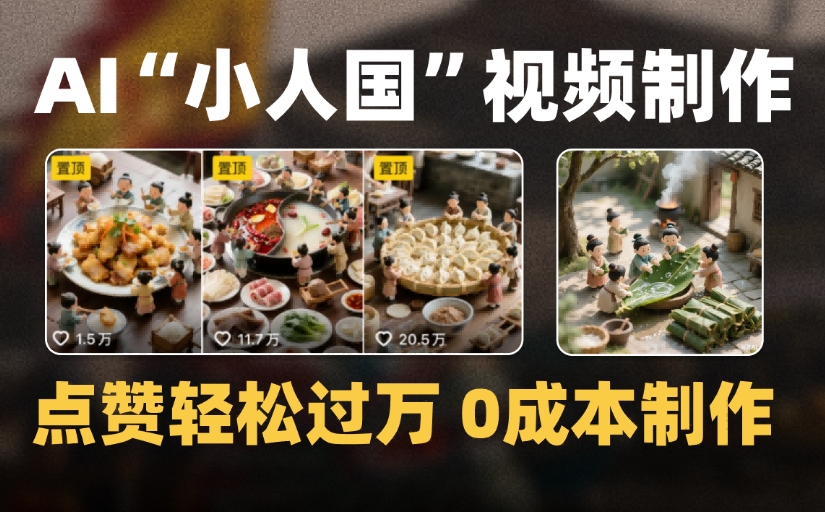 爆款1000W+微缩景观迷你小人国AI视频，0成本制作全流程教学-青简副业网
