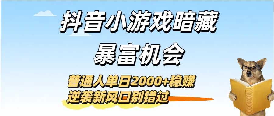 抖音小游戏暗藏暴富机会！普通人单日2000+稳赚，逆袭新风口别错过-青简副业网