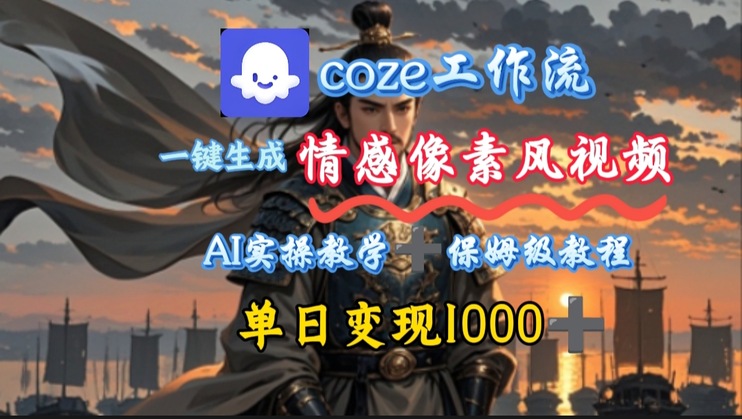 用coze工作流一键生成情感像素风视频，几分钟一条，单日变现500+-青简副业网