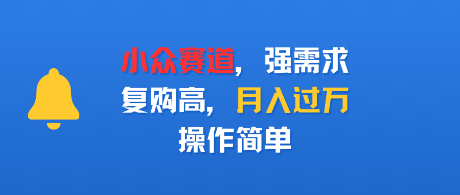 小众赛道，强需求，复购高，月入过万，操作简单-青简副业网
