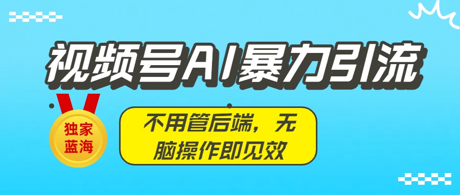 独家蓝海！视频号AI暴力引流：不用管后端，无脑操作即见效-青简副业网