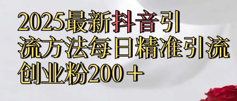 2025最新抖音引流,方法每日精准引流创业粉300＋-青简副业网