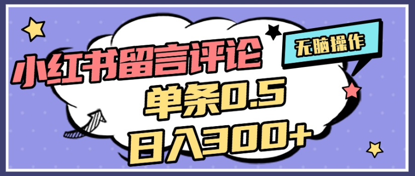 2025年最新小红书评论单条0.5元,日入300+,无上限,详细操作流程-青简副业网