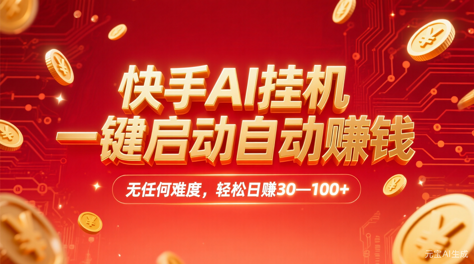 快手AI，一键启动自动赚钱 无任何难度，轻松一天30—100+-青简副业网