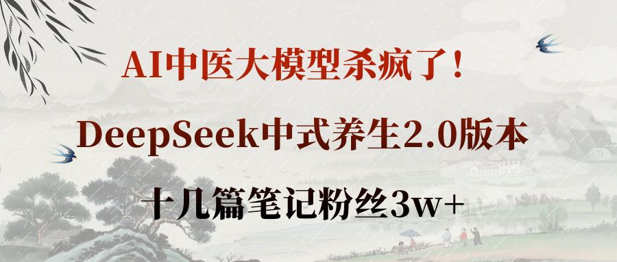 AI中医大模型杀疯了!DeepSeek中式养生2.0版本,十几篇笔记粉丝3w+-青简副业网