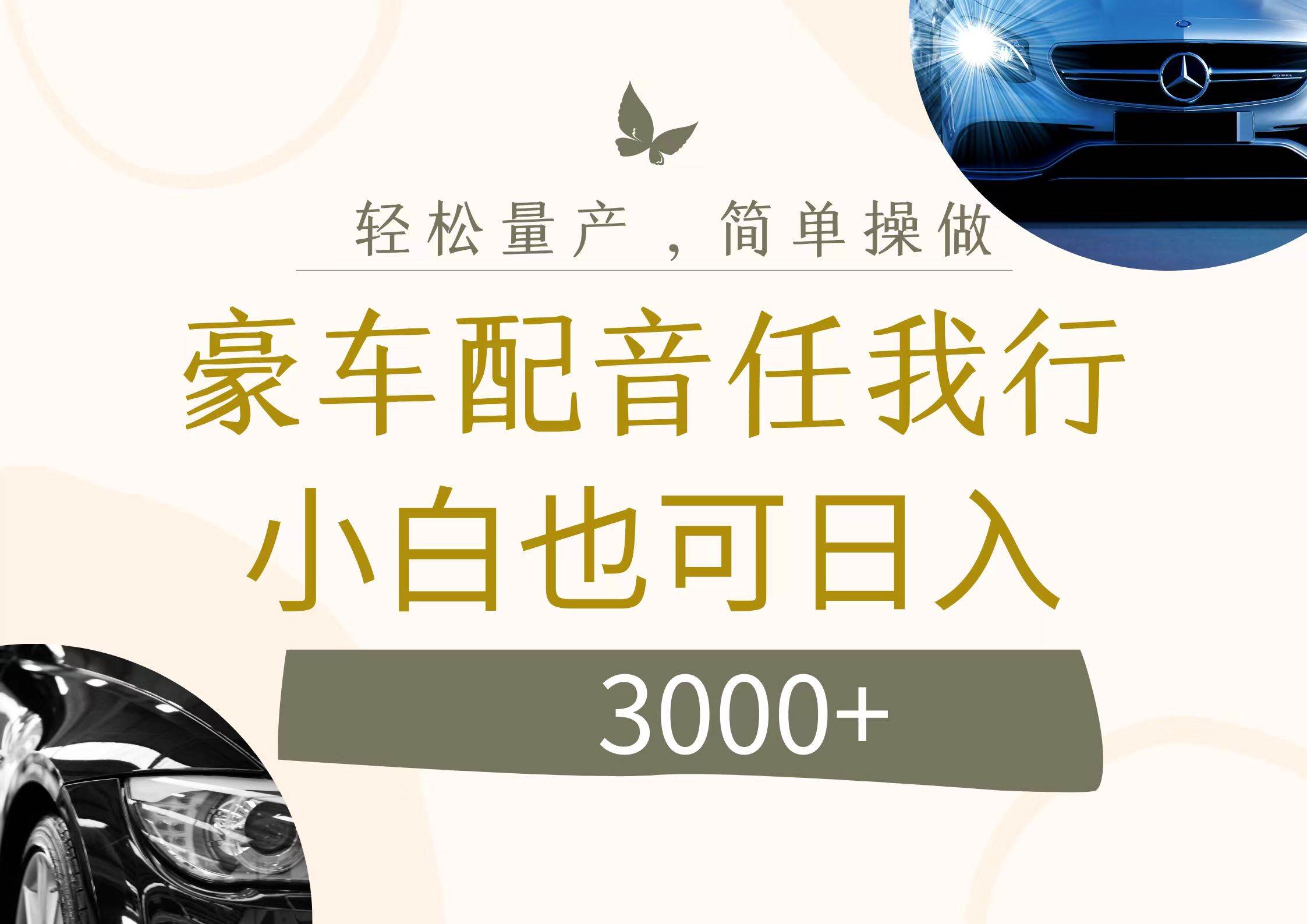 不为人知的暴力小项目，豪车配音，日入3000+-青简副业网