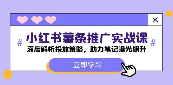 小红书-薯 条 推 广 实战课：深度解析投放策略，助力笔记曝光飙升-青简副业网