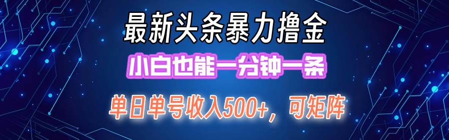 最新暴力头条掘金日入500+，矩阵操作日入2000+ ，小白也能轻松上手！-青简副业网