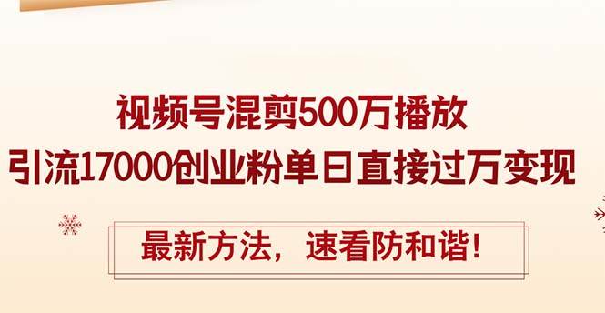 精华帖视频号混剪500万播放引流17000创业粉，单日直接过万变现，最新方…-青简副业网